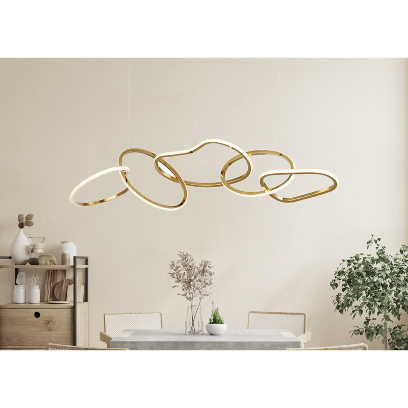 Lustre îlot de cuisine intégré à 5 lumières à DEL 5 lumières Tykiana, Doré