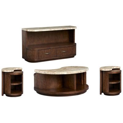 Table basse Valentin avec 2 tables de bout gigognes et canapé demi-lune Valentin