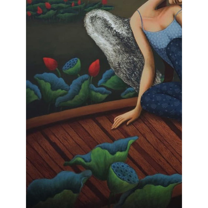 Lac des rêves | Acrylique sur toile | Uttam Bhattacharya