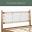 Grand lit avec dossier en cuir blanc tissé, structure en bois naturel