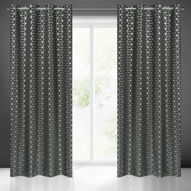 Holtby Eyelet Semi Sheer Curtain, Black
