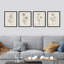 Fleurs abstraites botaniques encadrées sur papier, impression de 4 pièces-97782706-97782705