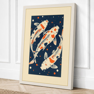 Koi Under Stars Modern 1 Piece Wrapped Canvas Wall Art