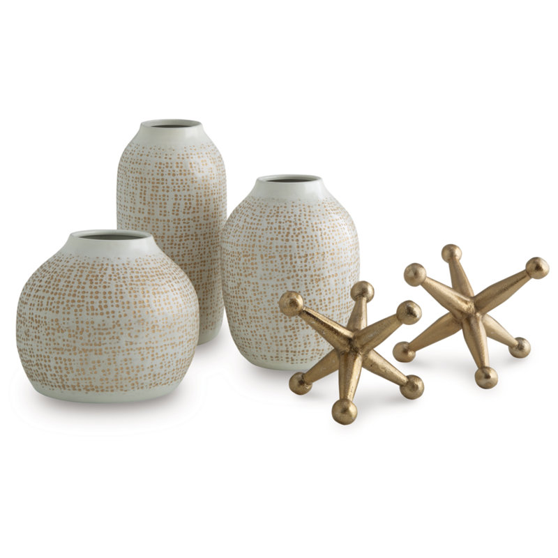 Vinburn Accessory Set (Set Of 5), White/Gold