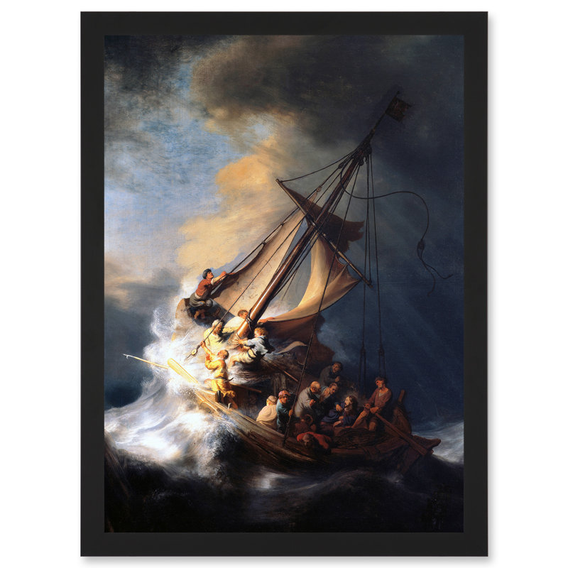 Rembrandt Christ Storm On Lake Of Galilee by Rembrandt Van Rijn - Single Picture Frame Print