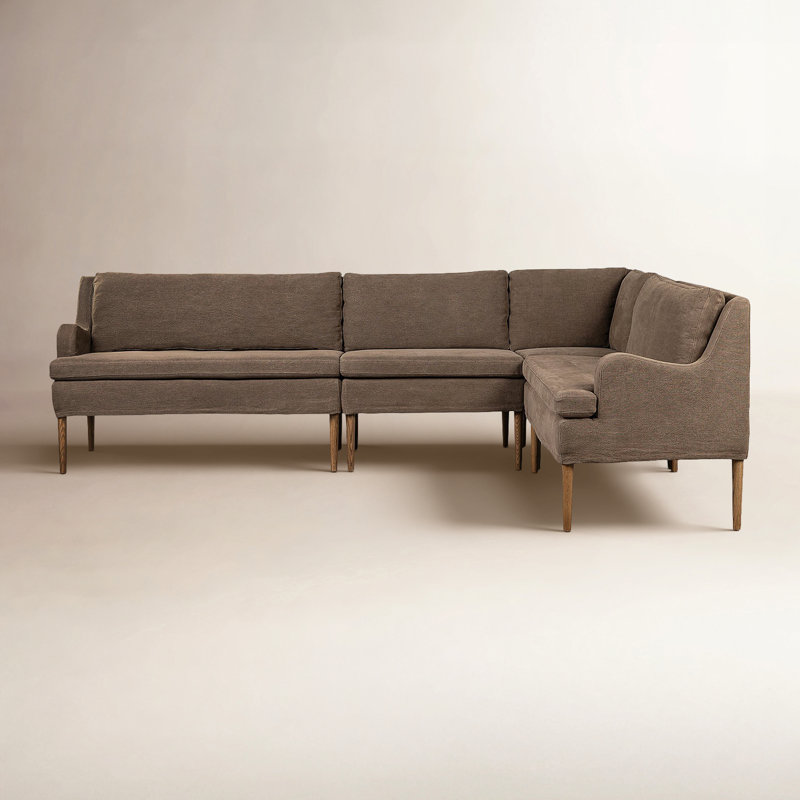 Aurelia Modular 3-Piece Slipcover Sectional, Broadway Olive Linen, 34.5" H x 114.5" W x 76" D, Right Hand Facing