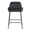 Tabouret de comptoir à hauteur fixe en métal noir et similicuir noir - ensemble de 2
