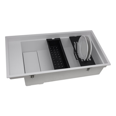 Ruvati 18 x 34 inch Granite Composite Workstation Kitchen Sink Dual Mount Single Bowl