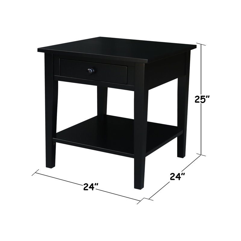 Table de bout en bois massif avec rangement Tiller, Noir