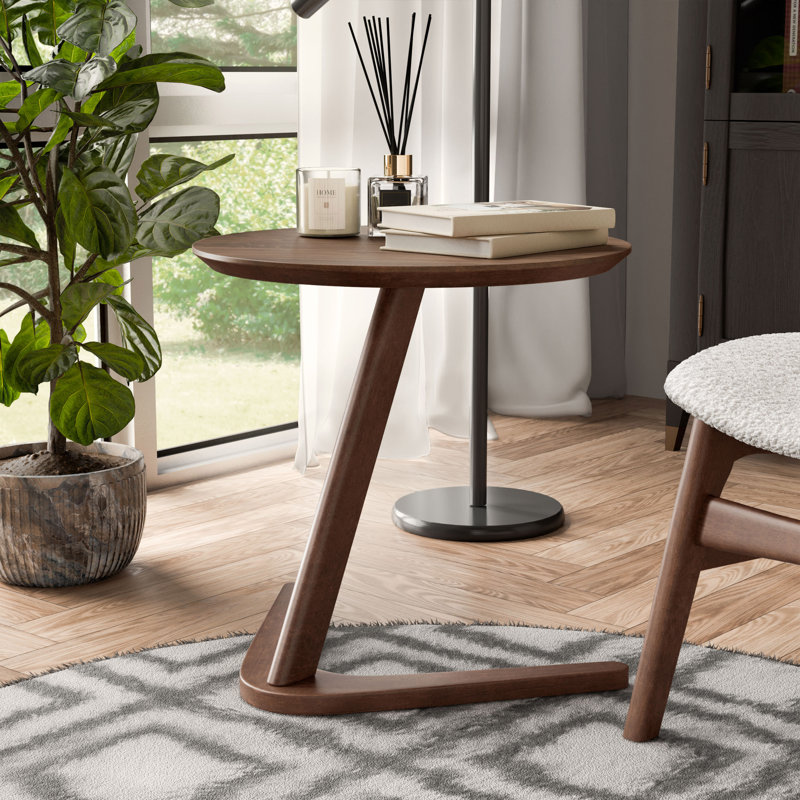 Gateshead Wood Side Table with V-Shape Base