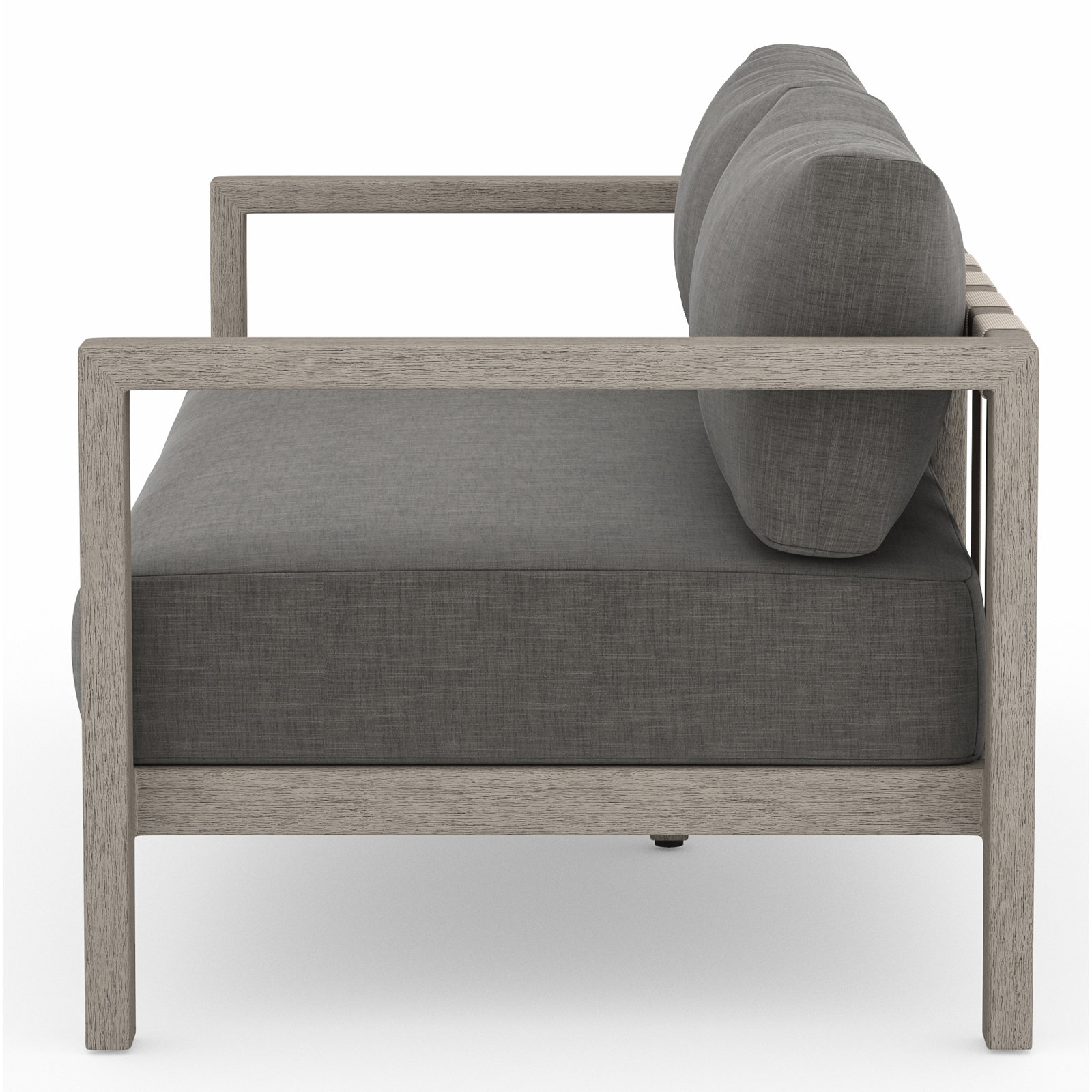 Cavani 59.75'' Wide Teak Loveseat with Cushions, Weathered Gray, Charcoal