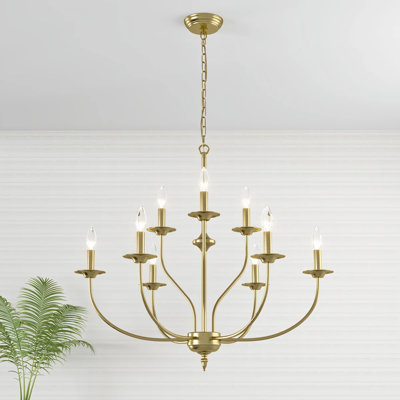 Lustre 79 cm L x 79 cm P x 173 cm H, en fer doré, réglable