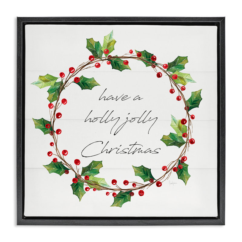 Art de giclée de Noël saisonnier par Livi Finn, H 25 po x l 25 po, Cadre flottant noir de jais