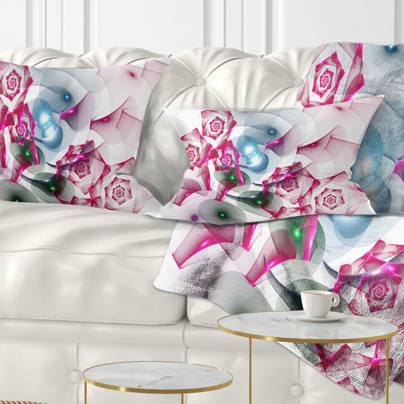 Motif fractal de roses roses - coussin imprimé abstrait