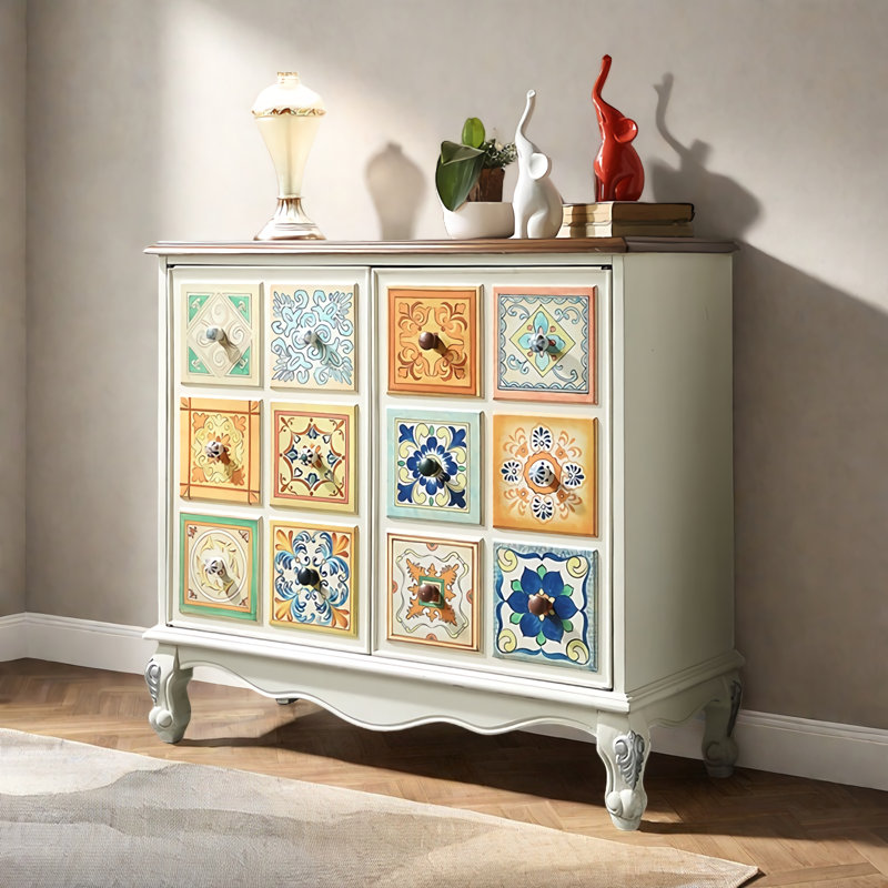 Armoire d'art peinte à la main avec grand rangement