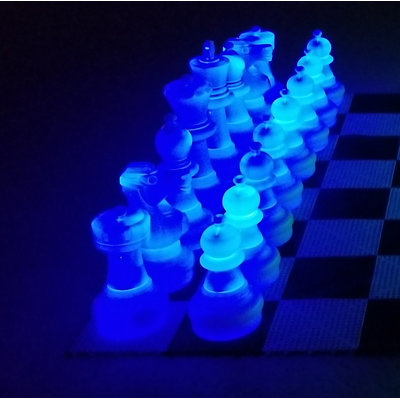 25" Light-Up Giant Chess Set with Color-Changing LEDs - Day/Night Value Set (Shown in Blue)