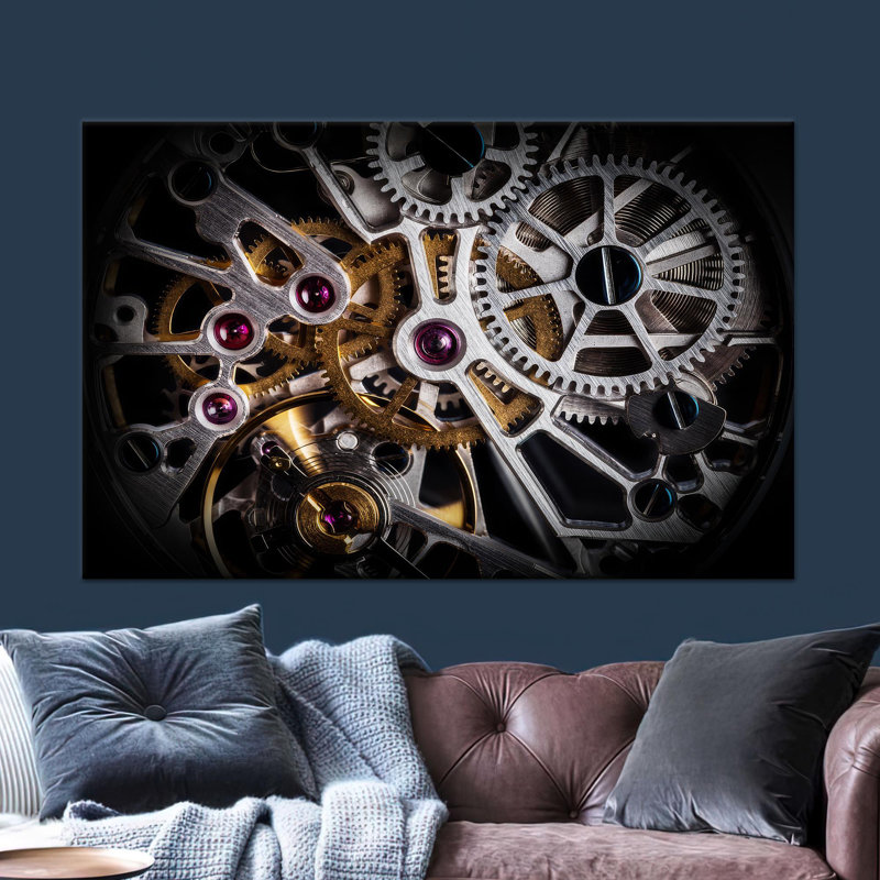 Élégant art mural en verre mécanique: reproduction d'art sur toile avec motif complexe, toiles 1P, H : 27,6 x L : 39,4 pouces
