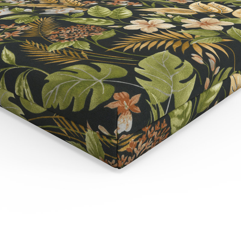 Coussin de chaise d'extérieur à dossier divisé 1 pièce avec attaches Bay Isle Home ™ Tropic Botanical