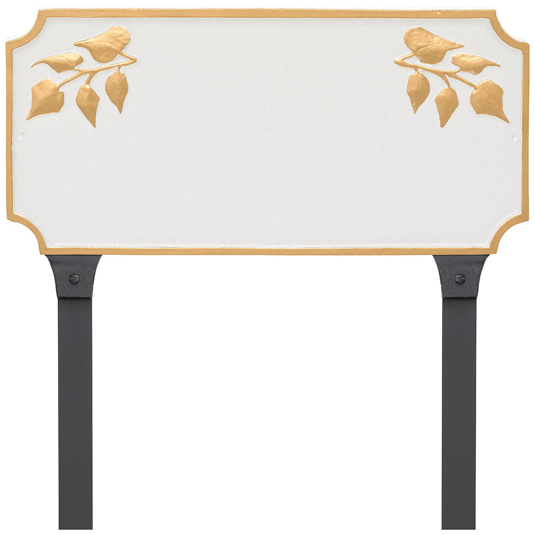 Camden Ivy Two-Line Address Sign Plaque with Lawn Stakes Montague Metal Products Inc. 