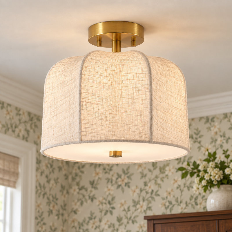Plafonnier semi-encastré à 2 lampes en tissu