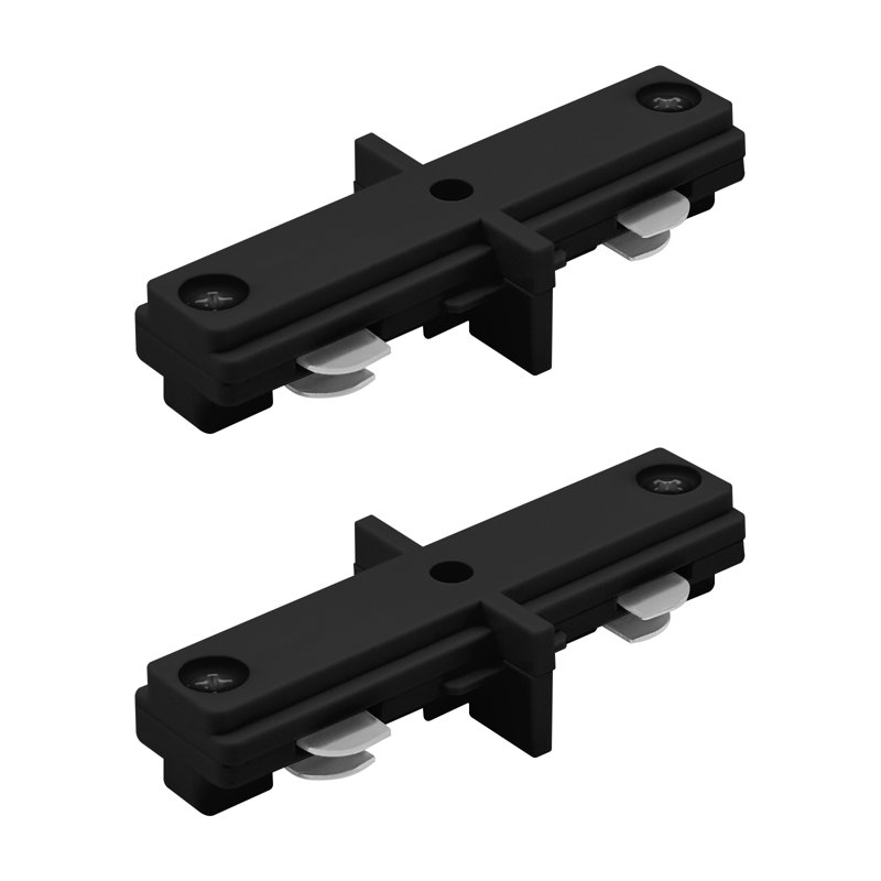Mini connecteur droit Luxrit H Rail Track, 120V à circuit unique, composant de distribution d'alimentation sans lumière pour rail d'éclairage de type H, paquet de 2 noir
