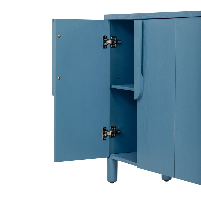 Tiko Wooden Sideboard with 4 Doors & Adjustable Shelves, Navy