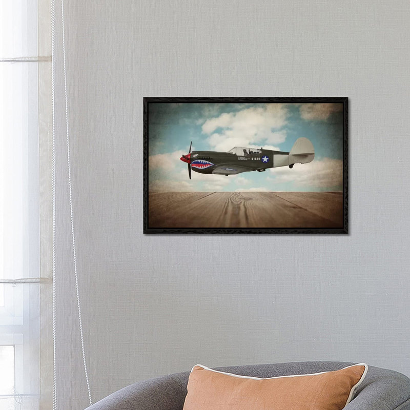 P40 Mustang - Print on Canvas, 66.04 cm H x 45.72 cm W, Black Framed