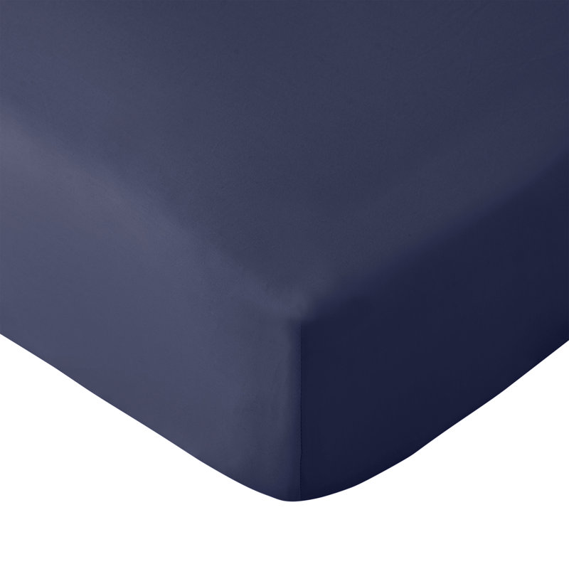 So Soft Non-Iron 30cm Depth Fitted Sheet, Double, Navy