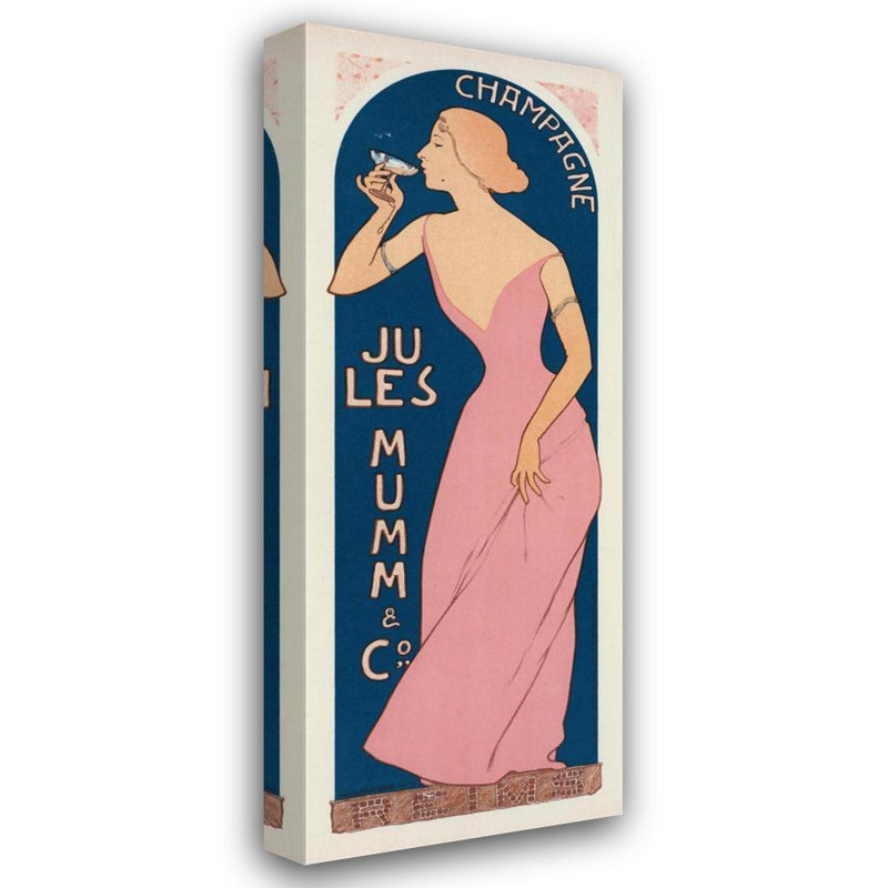 "Champagne Jules Mumm" par Maurice Réalier-Dumas - Toile tendue avec châssis, H 18 po x l 14 po