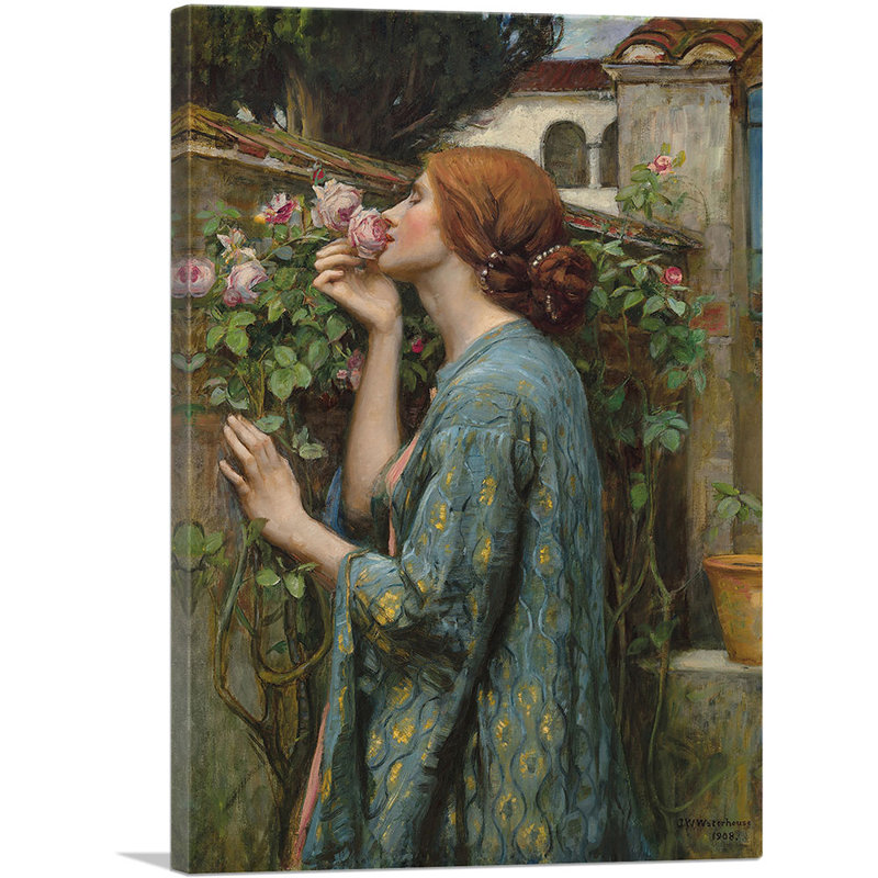 «The Soul of the Rose 1908» par John William Waterhouse, reproduction d'art sur toile tendue, H 18 po x l 12 po x 1,5 po