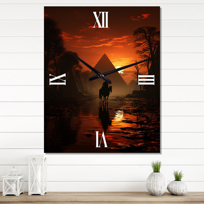 Silhouette de pyramide égyptienne - horloge murale, Grand