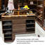 Comptoir rectangulaire en verre trempé transparent de 62,99 po, structure en bois de noyer brun, armoire à bijoux-130138530