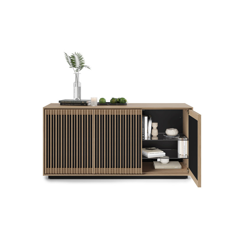 Profile 3-Door Media Storage Console, Washed Oak