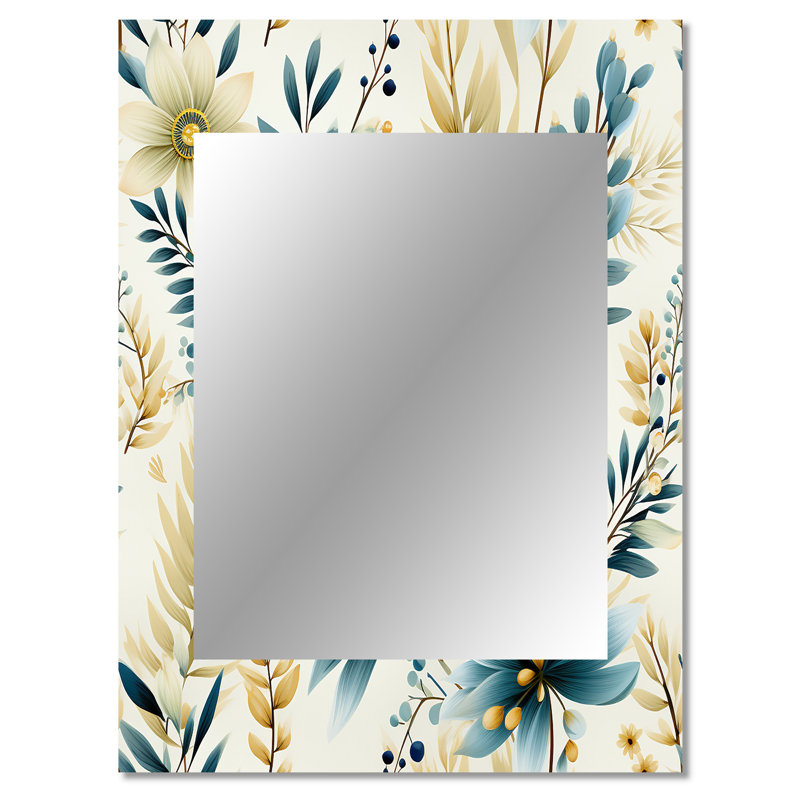 Motif de fleurs Ziyanna Coastal Neutrals - miroir boho, 40 po x 30 po