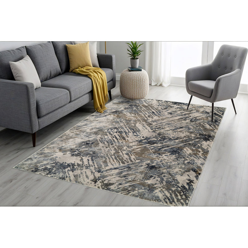 Romine Abstract Indoor Rug, Rectangle 3'11" x 5'7"