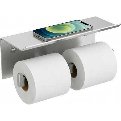 Double Toilet Paper Holder With Shelf