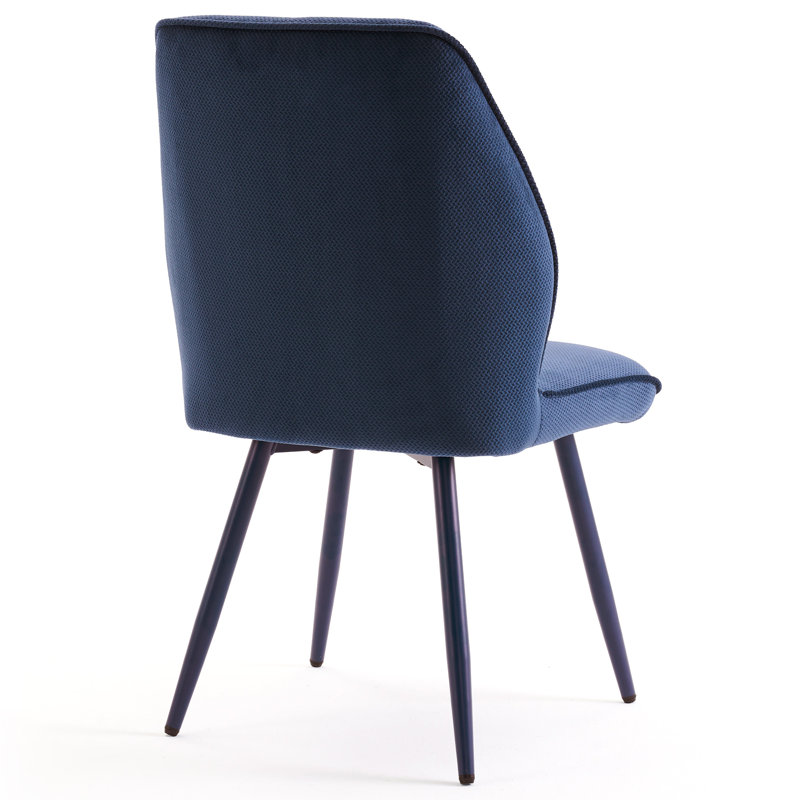 Chaises de salle à manger rembourrées Monno Chenille, Bleu, 6, Bleu