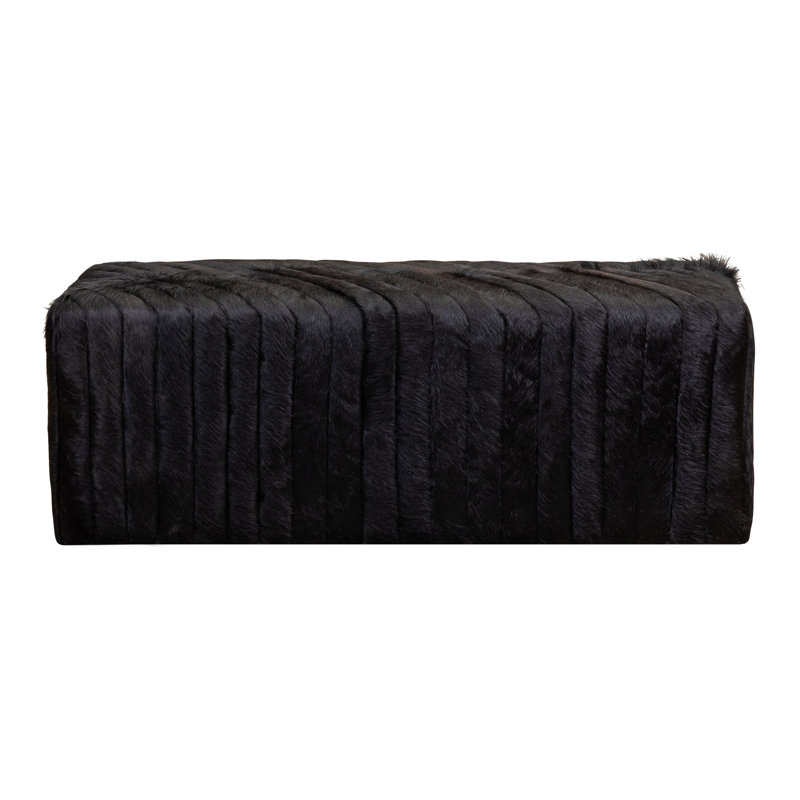 Bryant Upholstered Hair On Hide Bench, Solid Black