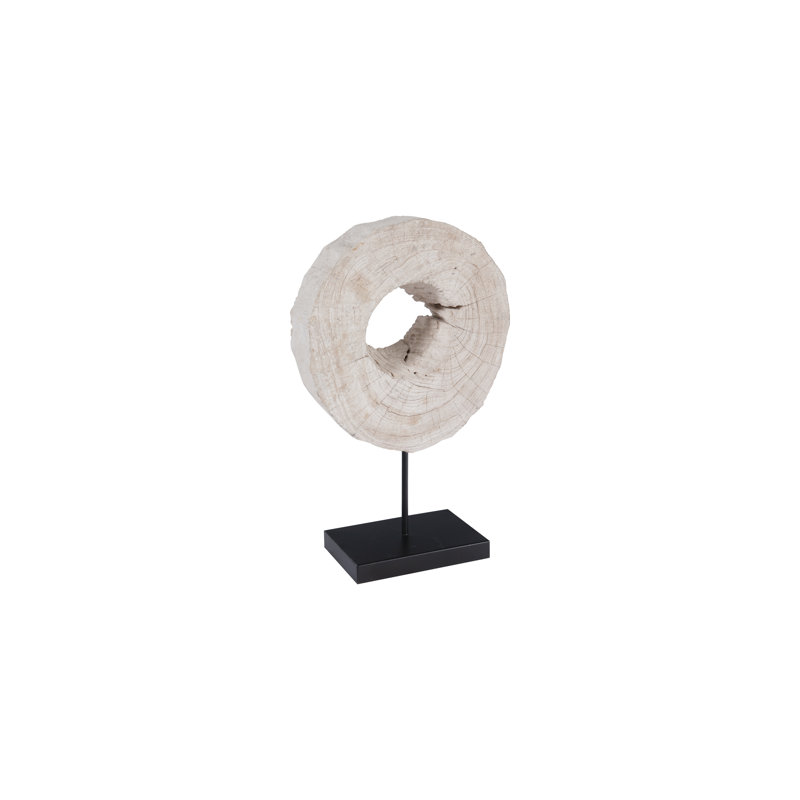 Eroded Wood Circle Sculpture on Stand