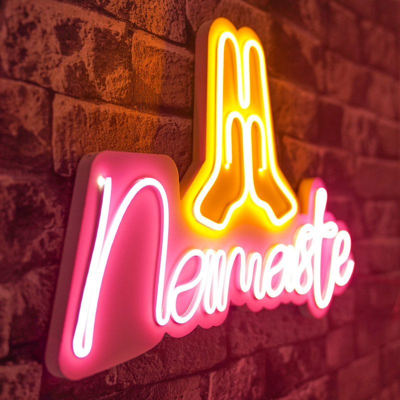 Flexible Neon Strip Lighting, Waterproof LED Lights - 12V DC, 12.0 x 18.9 x 0.8 inches | PVC Foam Template, Built-in Wall Hanging System, Pink & Yellow | Perfect for Home Decor, Parties & Events, 8W-10W/meter