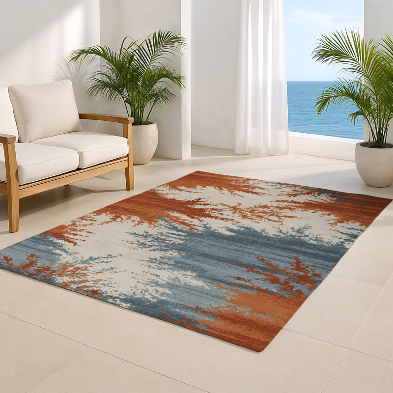 Watercolor Beige Indoor and Outdoor Area Rug, Rectangle 2' x 3'