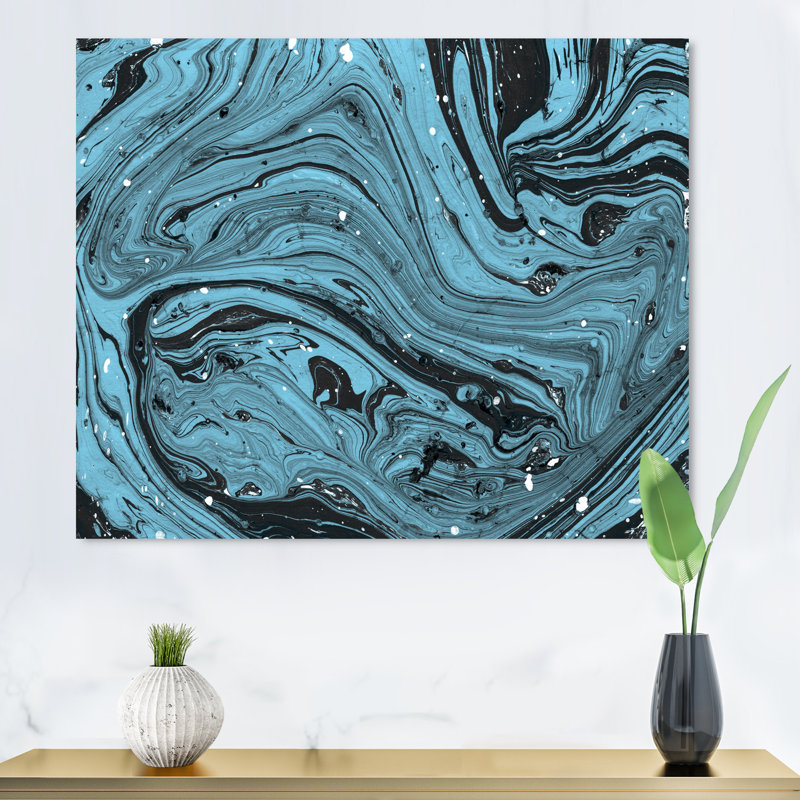Marbre bleu - peinture sur toile, H 12 po x l 20 po x P 1 po, Toile tendue