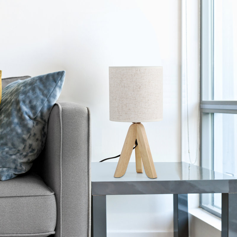 Ensemble de 2 lampes de table de chevet en bois avec abat-jour en lin