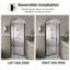 Porte de douche pivotante semi-sans cadre noir mat avec verre trempé de 1/4 po, joint magnétique et imperméable-124791593