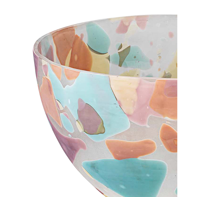 Watercolor Handmade Glass Decorative Bowl, 9" H x 14" W x 14" D, Blue