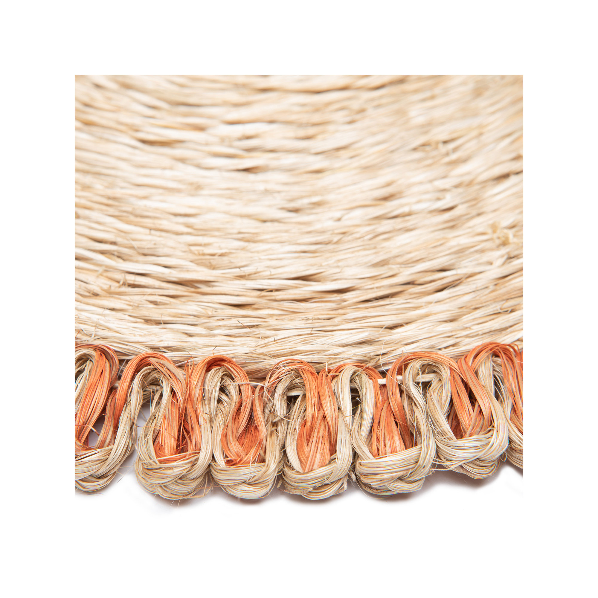 Amaretto Abaca Round Placemat, Natural/Orange