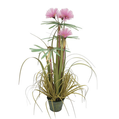 76cm Faux Flowering Plant in Metal Pot