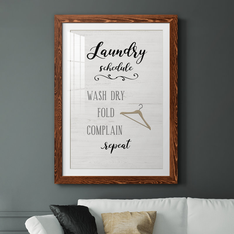 Laundry Complain - Art textuel avec cadre photo, H 31 po x l 44 po x P 1 po, Cadre en érable