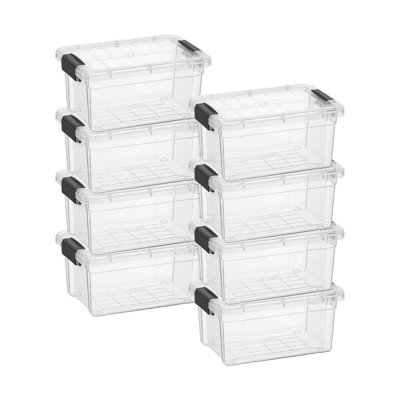 Boîte de rangement transparente Superio avec couvercle, bacs de rangement en plastique de 3,5 pintes pour l'organisation, caisses empilables, sans BPA, non toxiques, sans odeur, organisateurs pour la maison, le bureau, l'école et le dortoir, paquet de 8
