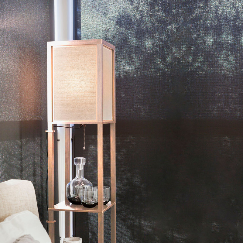 Maxwell Adjustable 63'' Natural Wood Floor Lamp with Shelves